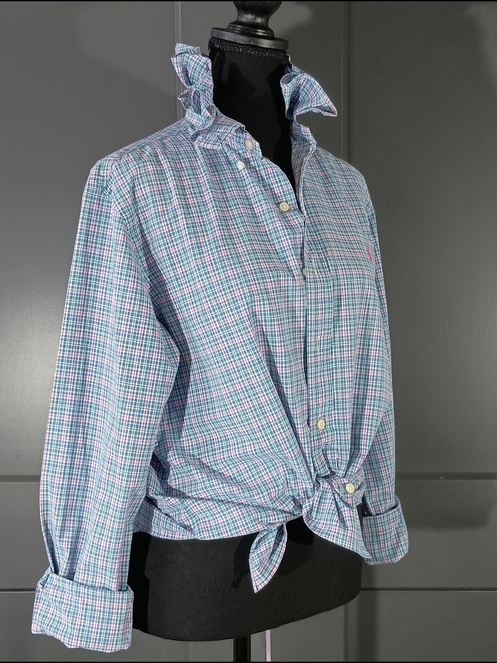 Upcycled Women's Ralph Lauren Ruffled Collar Shirt - Picture 7 of 8